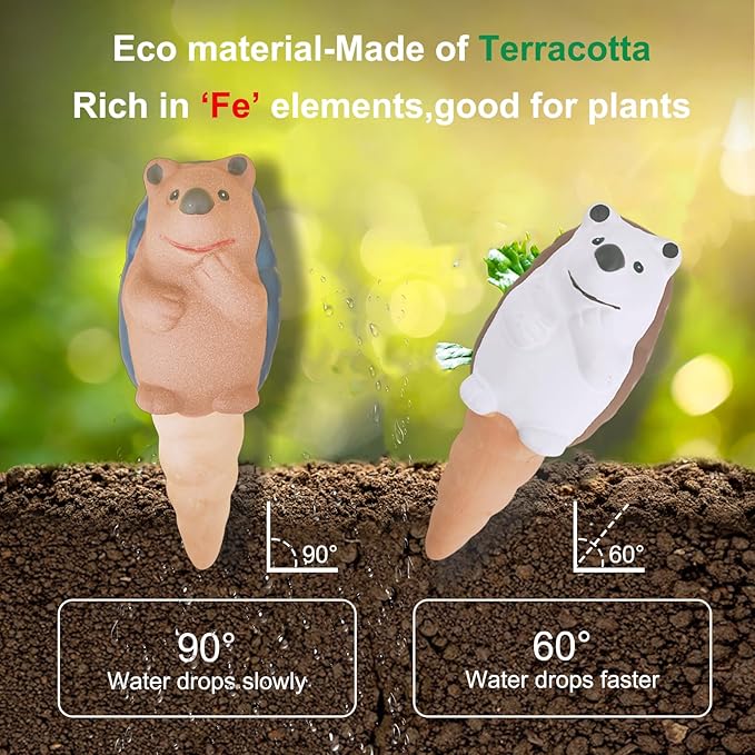 Tuzinano Self Watering Planter Insert Terracotta Watering Spikes Premium Plant Watering Devices Irrigation Dripper Self Watering Spikes Automatic Plant Accessories 4 Packs