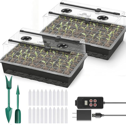 OrionEarth 120-Cell Self-Watering Seed Starter Tray with Grow Lights, Upgraded 1–24H Timer, Seed Trays with Humidity Dome, Indoor Gardening System, Starter Kit for Seeds, Plant Germination