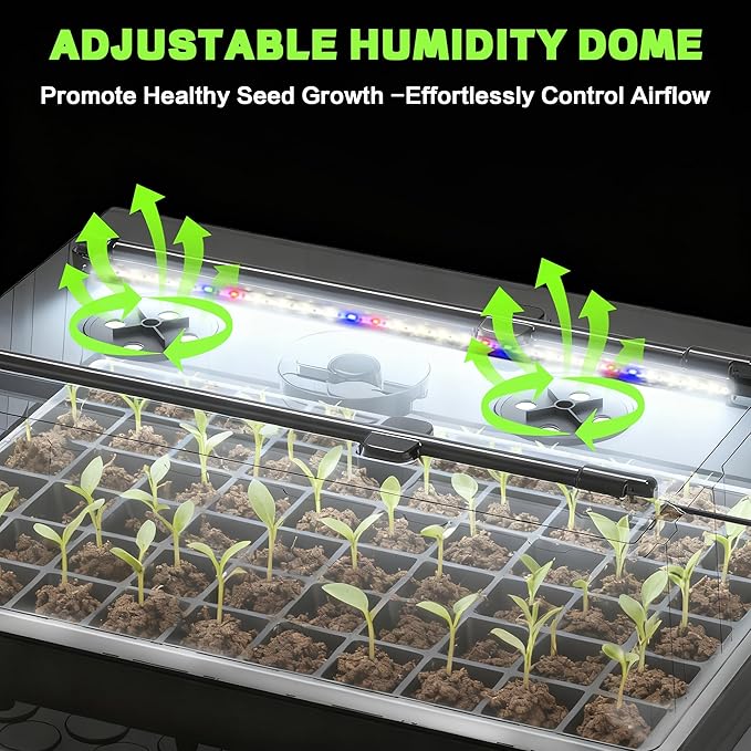 OrionEarth 120-Cell Self-Watering Seed Starter Tray with Grow Lights, Upgraded 1–24H Timer, Seed Trays with Humidity Dome, Indoor Gardening System, Starter Kit for Seeds, Plant Germination