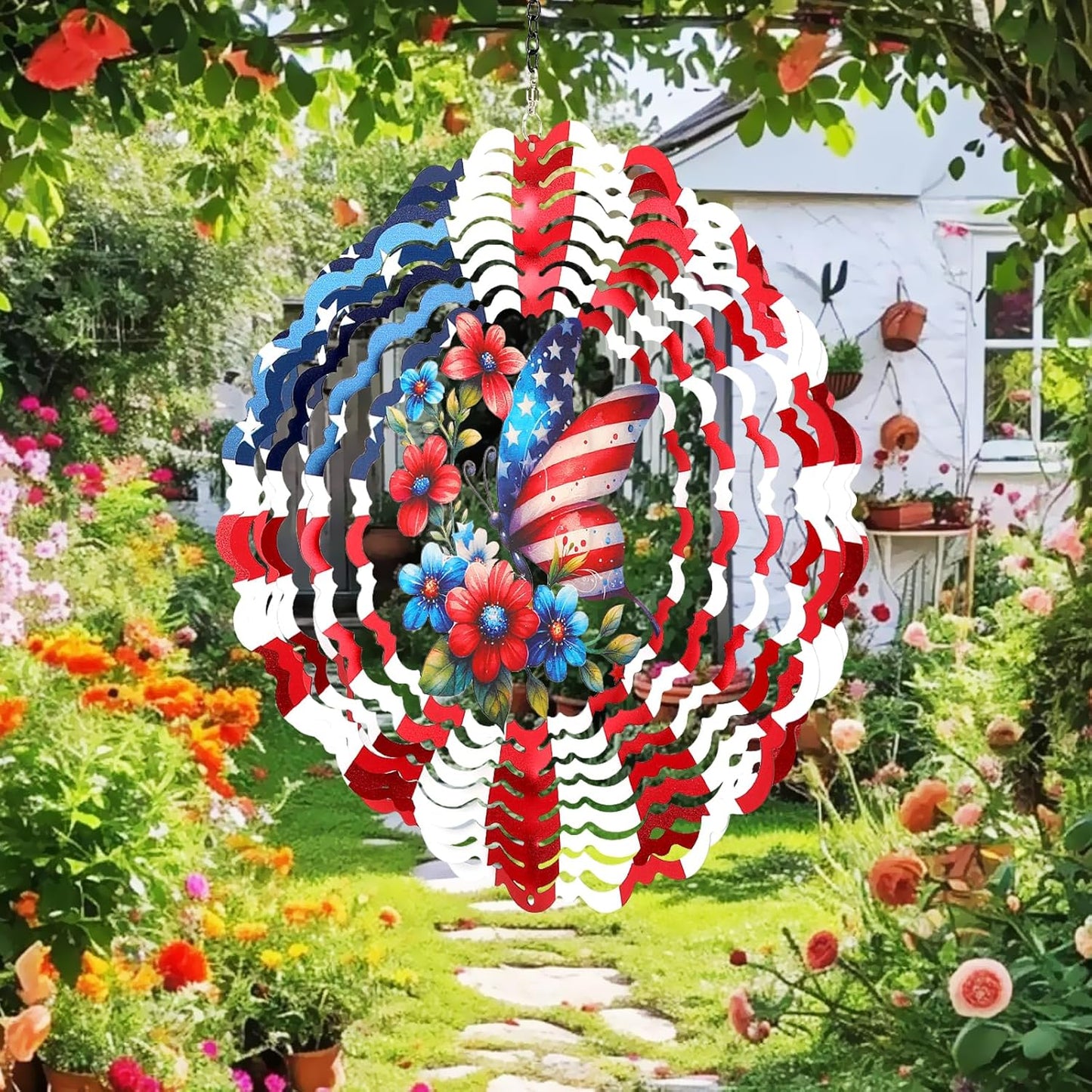 Wind Spinners Outdoor Butterfly - Birthday Gifts for Women Mom Wife Grandma, Hanging Butterflies Wind Sculptures, 12 inch 3D Wind Spinner for Garden Decor for Outside, Garden, Patio, Yard, Outdoor