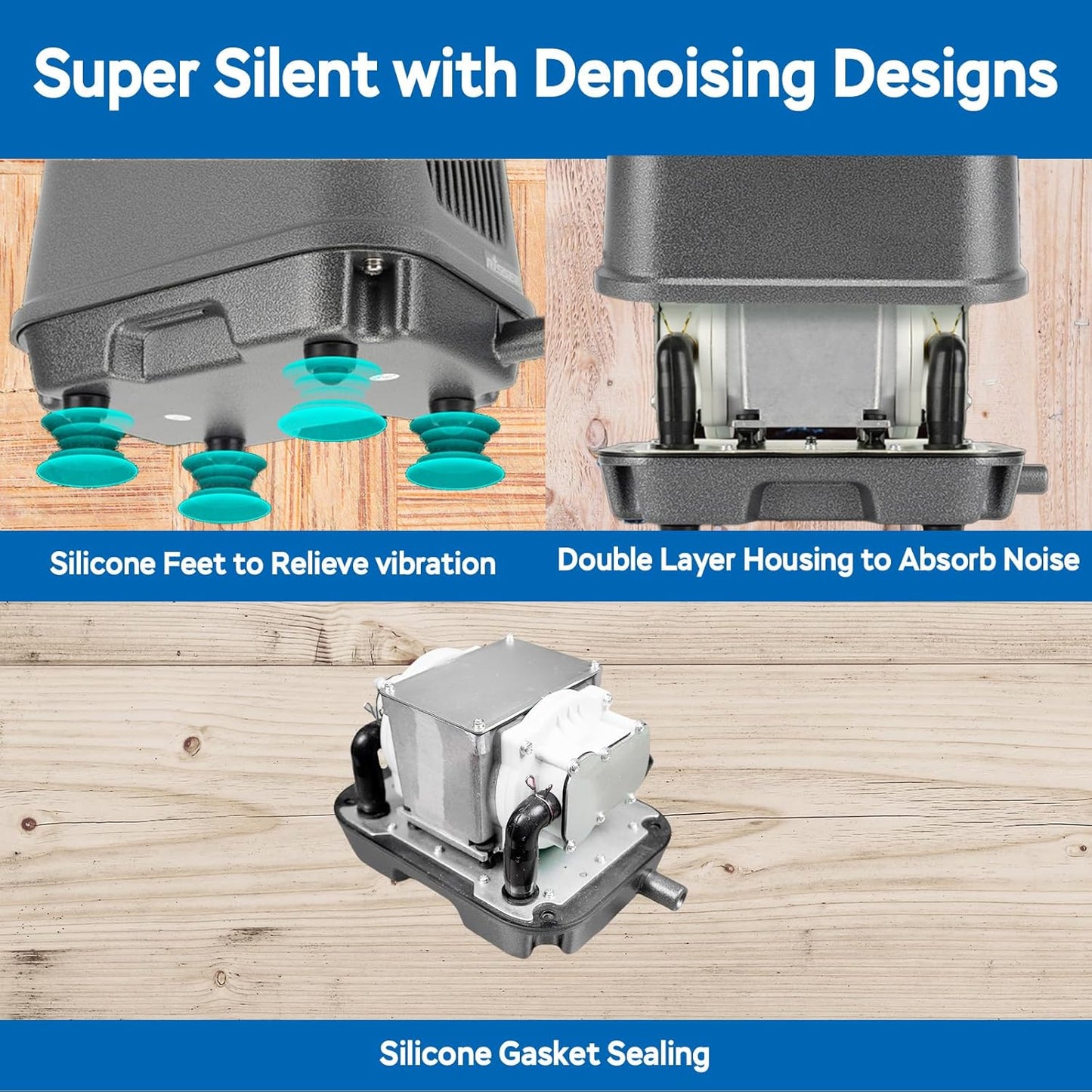 AquaMiracle Linear Air Pump ZP-40/ZP-60/ZP-100/ZP-200 for Pond Aeration, 635/950/1600/4000GPH Septic Air Pump Pond Aerators for Outdoor Ponds, Waste Treatment, Aquarium, Fish Farm, Seafood Restaurant