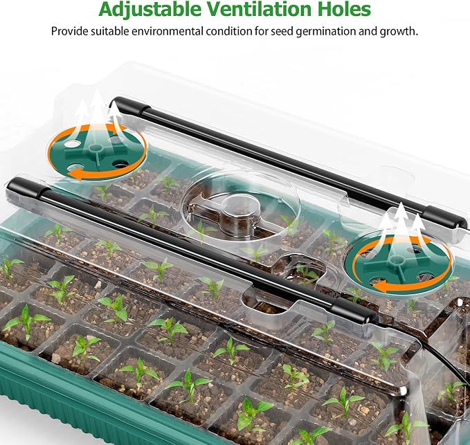 Seed Starter Tray with Grow Light 80 Cells Seed Starter Kit with Humidity Dome Indoor Seedling Starter Trays Adjustable Brightness and Timed Plant Germination Starter Trays for Seeds Growing, 2 Pack