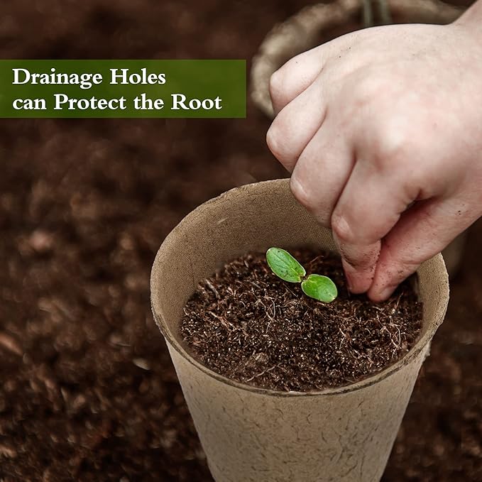 Hahood 300 Pieces Peat Pots Seed Starters 3.15 Inch Peat Pots Round Biodegradable Seed Starting Pots with 300 Plant Labels, Planter Nursery Pots with Drainage Holes for Vegetable Seed