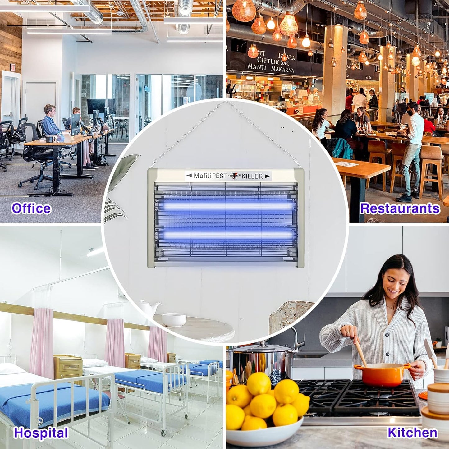 mafiti Bug Zapper Fly Traps Indoor Hanging Electric Mosquito Killer 3500V Gnats Fruit Trap for Home Restaurants Kitchen Garden