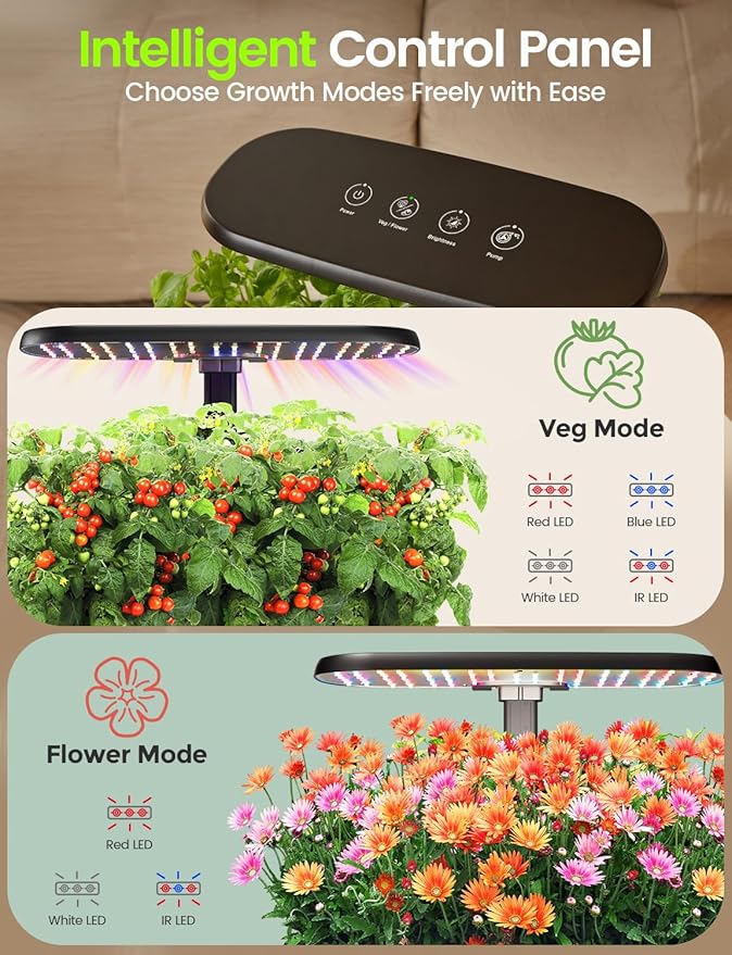 LETPOT Classic Hydroponics Growing System Kit, Indoor Herb Garden, 24W Full-Spectrum LED Grow Light, 12 Pods, Countertop, Plant Lovers Gifts, Kitchen, Harvest, Dual Modes, Up to 16", 5.5L Tank