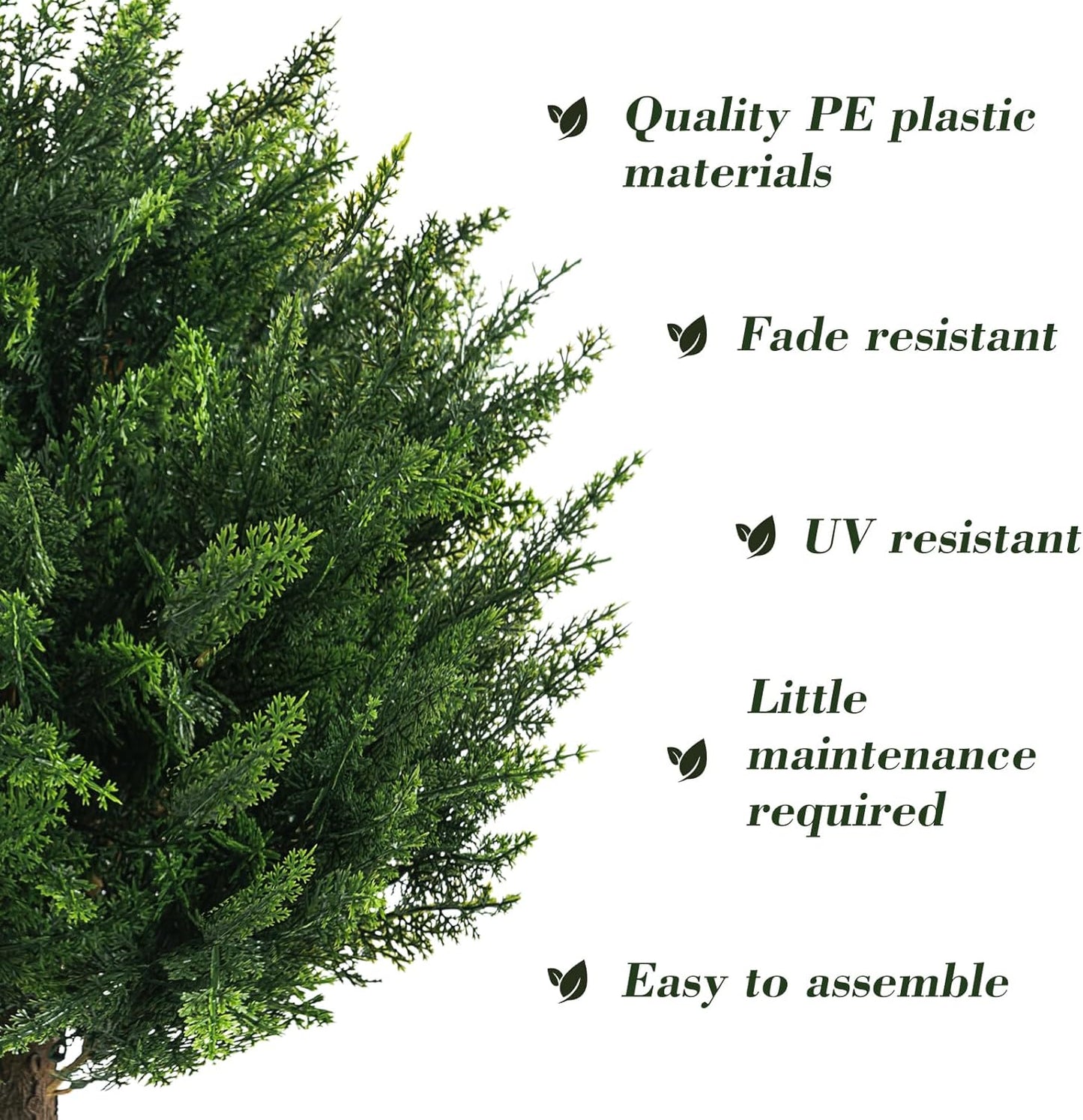 21" Artificial Cypress Topiary Outdoor Plants with Spike, 2 Pack Faux Cedar Bushes UV Resistant Fake Shrubs for Front Porch Décor