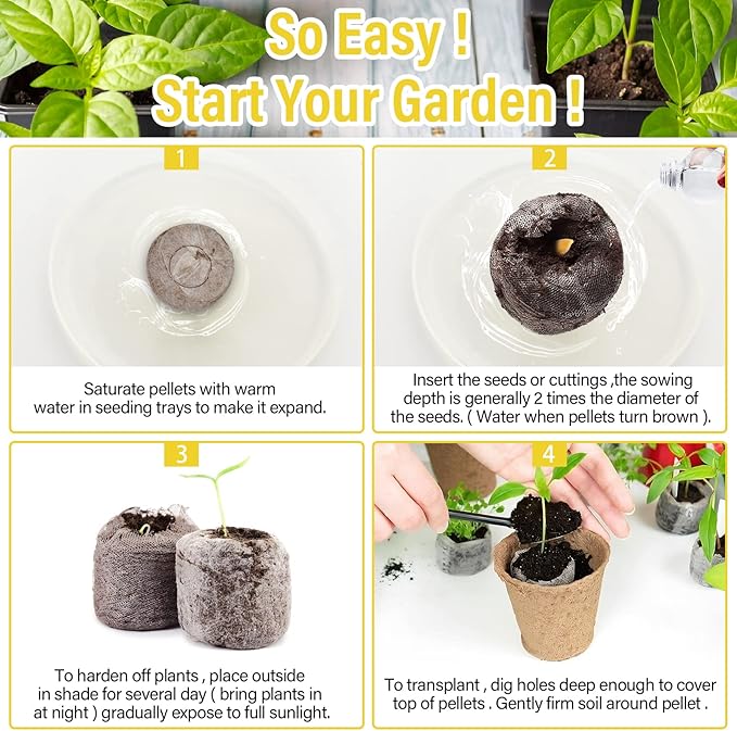 Legigo 200 Pcs 50mm Seed Starter Peat Pellets for Seedlings- Compressed Seed Starter Pods Seed Starting Pellets Plugs Soil Peat Pods for Starting Seeds, Garden Planting Herb Flower Vegetables