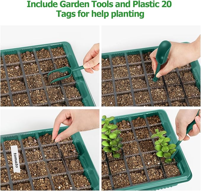 Seed Starter Tray with Grow Light 80 Cells Seed Starter Kit with Humidity Dome Indoor Seedling Starter Trays Adjustable Brightness and Timed Plant Germination Starter Trays for Seeds Growing, 2 Pack