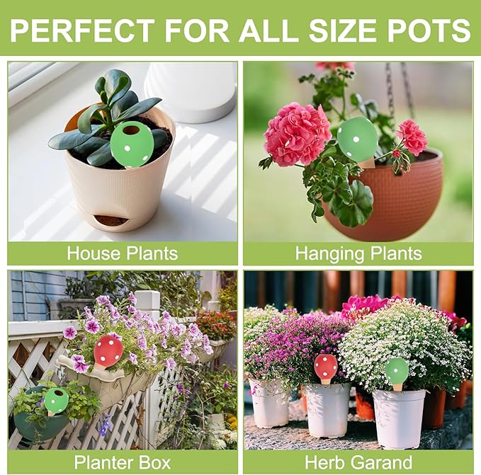 Tuzinano 4-Pack Terracotta Self-Watering Spikes | Eco-Friendly Iron-Rich Clay Olla Irrigation System | Vacation Plant Sitter for Potted Flowers, Herbs, and Succulents