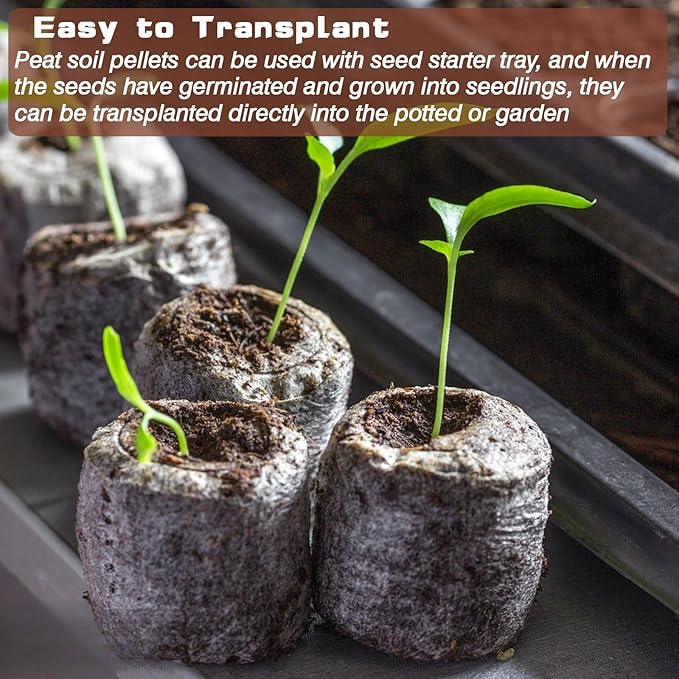 ZeeDix 100Pcs 40mm Peat Pellets for Seedlings, Seed Starter Pods Seed Starting Plugs Soil, Compressed Nutrient Block Potting Soil Discs Pellet for Planting Herbs Flowers Vegetables