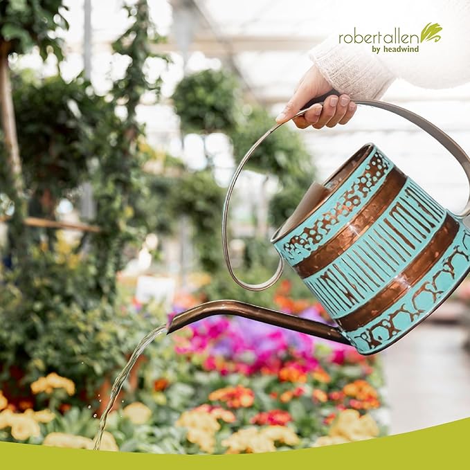 Headwind Gilford Vintage Watering Can – 1/2 Gallon Copper Patina Decorative Galvanized Large Metal Watering Can Planter for Outdoor & Indoor – Antique Style by Robert Allen