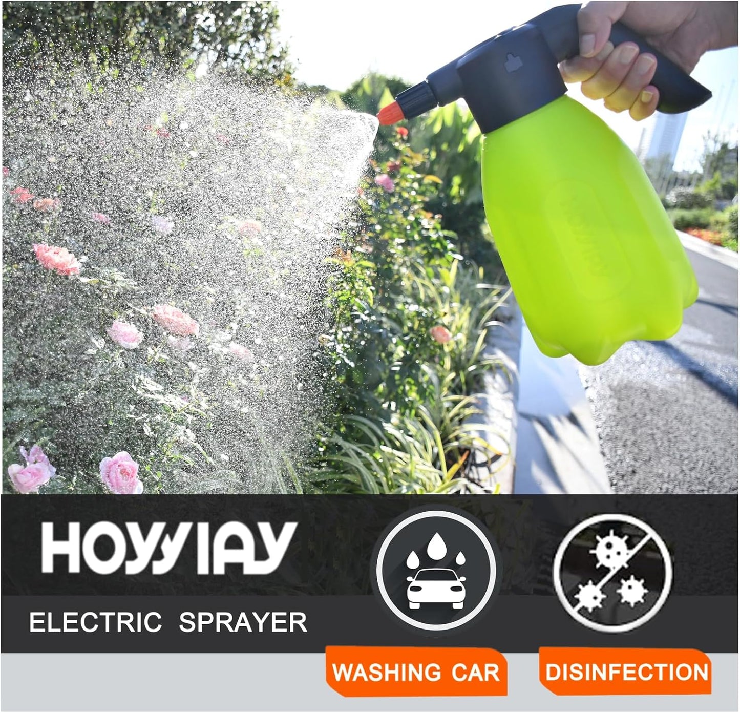 0.5 Gallon Electric Spray Bottle - Garden Sprayer & Plant Mister with Adjustable Nozzles, Rechargeable Battery Powered, Automatic Watering Can for Indoor/Outdoor Plants