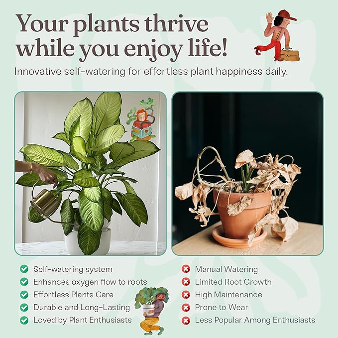 Tendril Planter SWAP+ System | Indoor Ceramic Planter (10"), Self-Watering & Air-Pruning, with Tools & Repotting Mat | USA Organic Soil Included