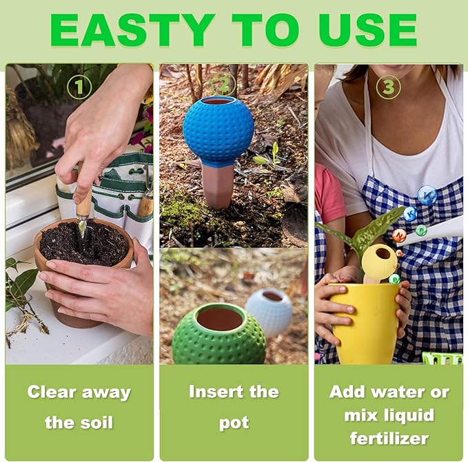 Tuzinano Self Watering Planter Insert Terracotta Watering Spikes Premium Plant Watering Devices Irrigation Dripper Self Watering Spikes Automatic Plant Accessories 4 Packs