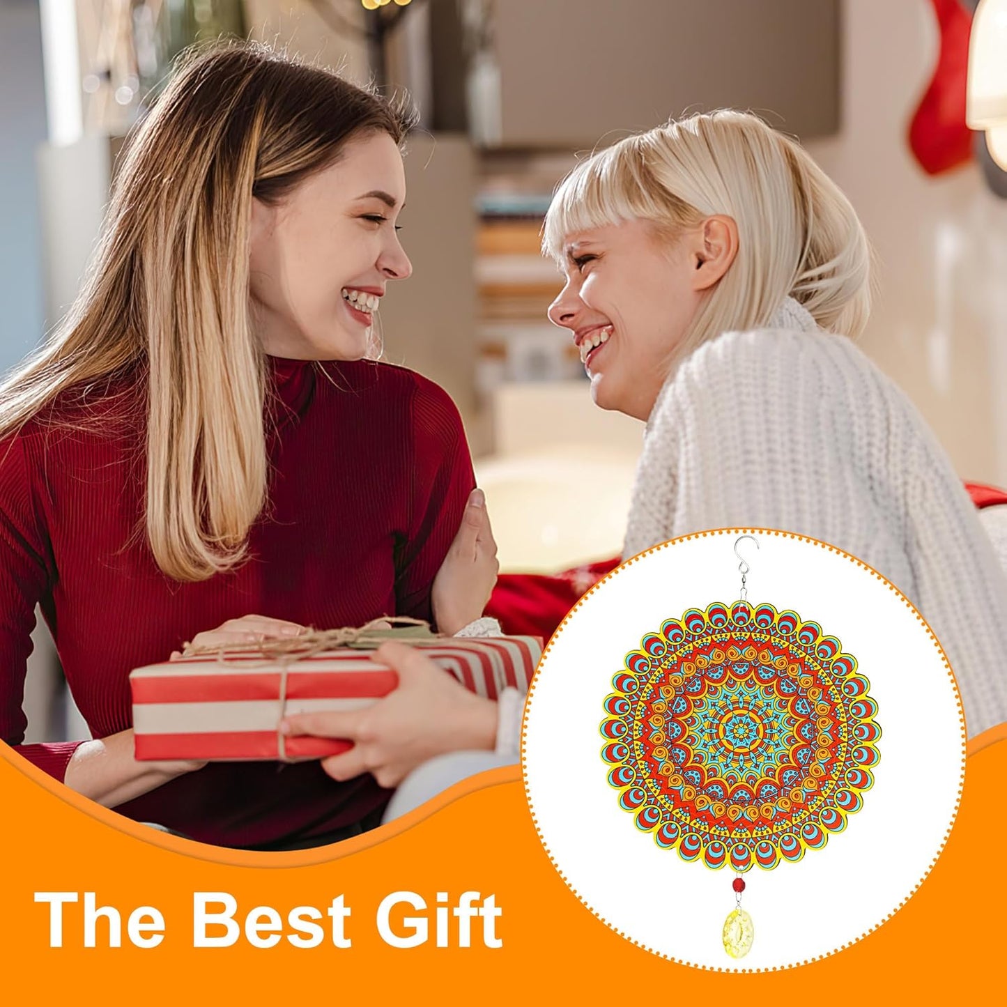 Wind Spinner, Hanging Wind Sculptures,Wind Spinners for Yard and Garden Decor,Yard Decorations Outdoor,Hanging Art Ornaments for Garden Yard Balcony Decor (Mandela Color)