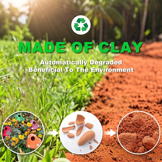 Tuzinano Terracotta Self Watering Devices Premium Self Watering Spikes Upgraded Planter Insert Device Irrigation Dripper Professional Garden Automatic Plant Accessories 4 Packs (Colorful Mushroom2.0)