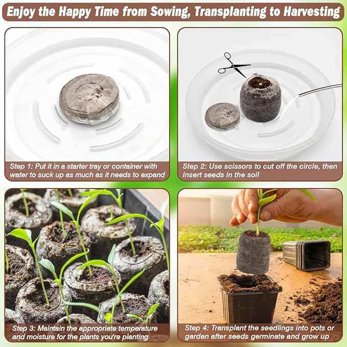 ZeeDix 100Pcs 30mm Peat Pellets for Seedlings, Seed Starter Pods Seed Starting Plugs Soil, Compressed Nutrient Block Potting Soil Discs Pellet for Planting Herbs Flowers Vegetables