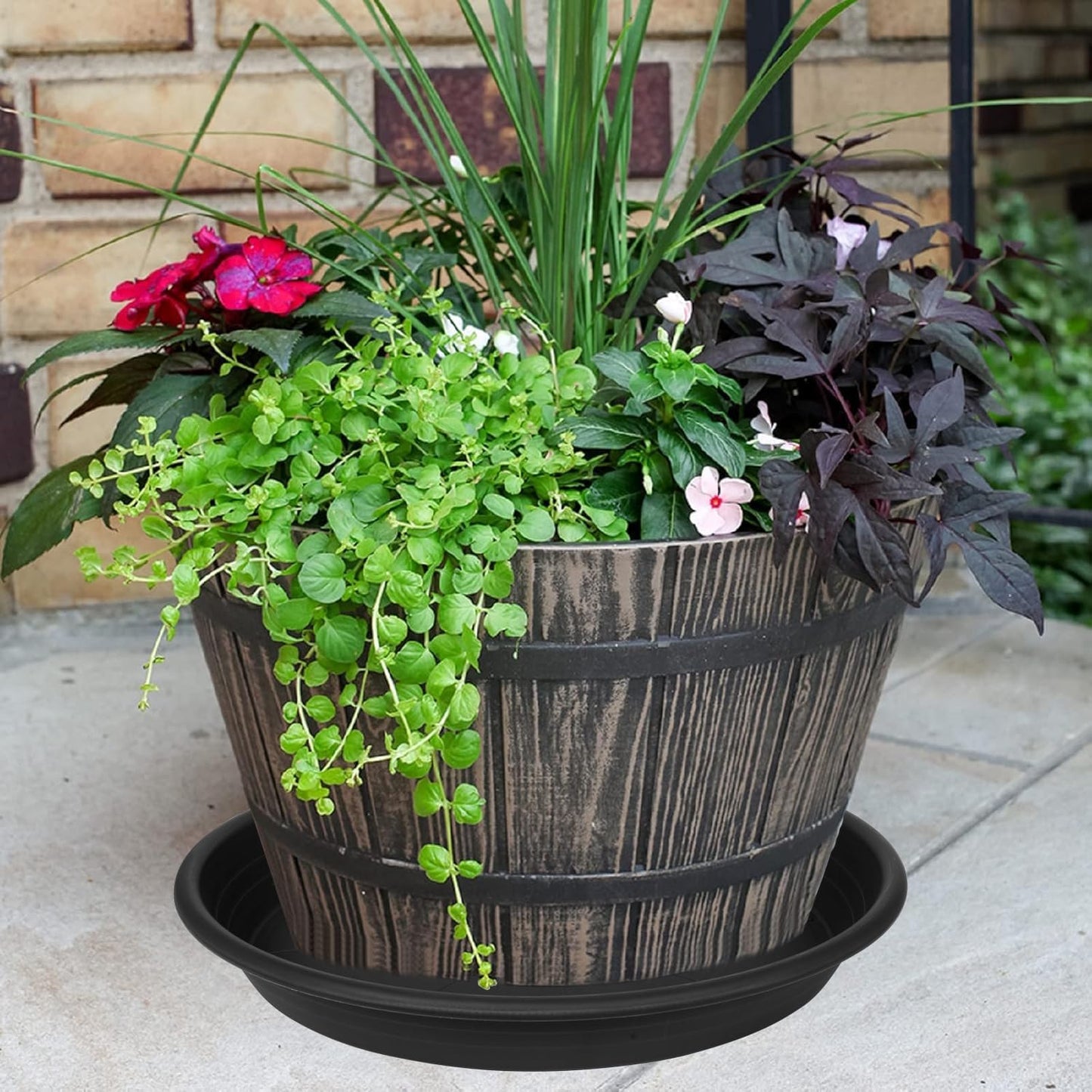 1 Pack of 26 inch Plant Saucer, Large Plant Tray, Heavy Sturdy Plant Drainage Tray for Indoors, Bird Bath Bowls, Sturdy Plastic Pot Tray for Planter (Black)