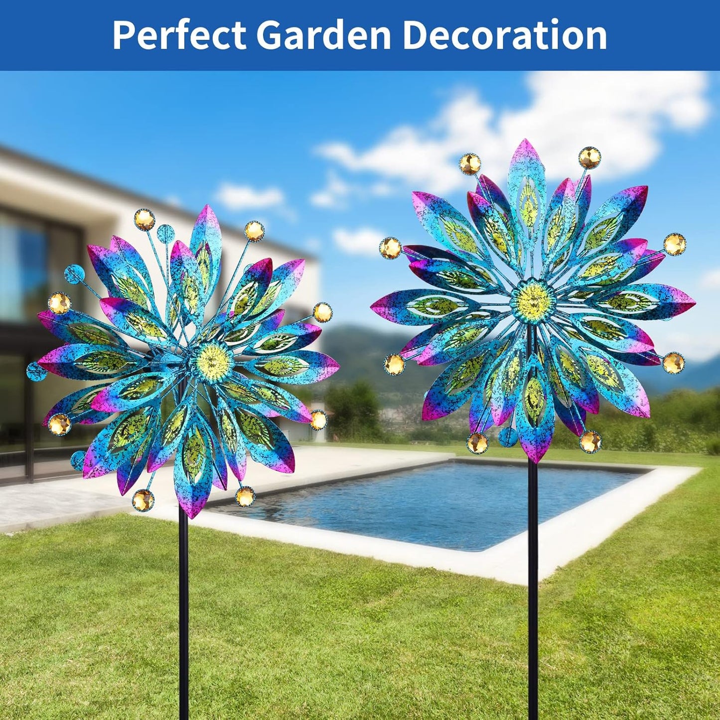 Wind Spinner for Yard and Garden Windmill Outdoor Metal Kinetic Wind Sculpture Dual Direction 360 Degrees Swivel for Yard Patio Lawn Decoration,61 Inch