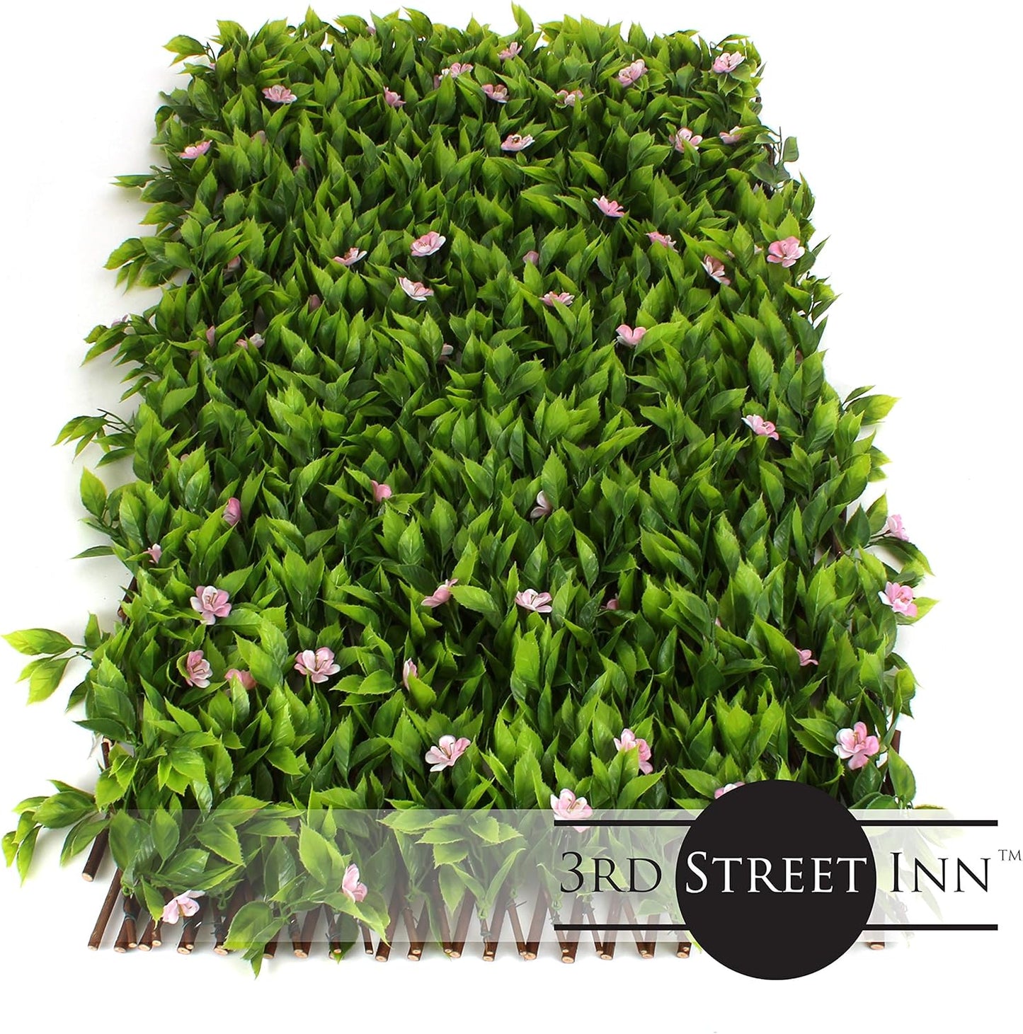3rd Street Inn™ Leaf Trellis - Bamboo Greenery Panel - Boxwood and Ivy Privacy Fence Substitute - DIY Flexible Fencing (1, Pink Flower Sakura)