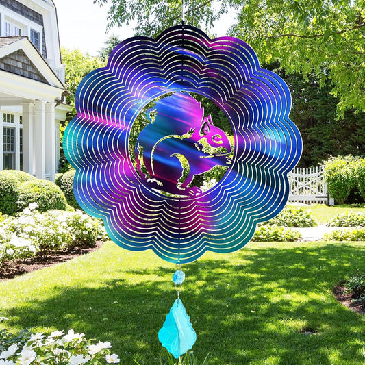 Wind Spinner, Hanging Wind Sculptures,Wind Spinners for Yard and Garden Decor,Yard Decorations Outdoor,Hanging Art Ornaments for Garden Yard Balcony Decor (Squirrel)