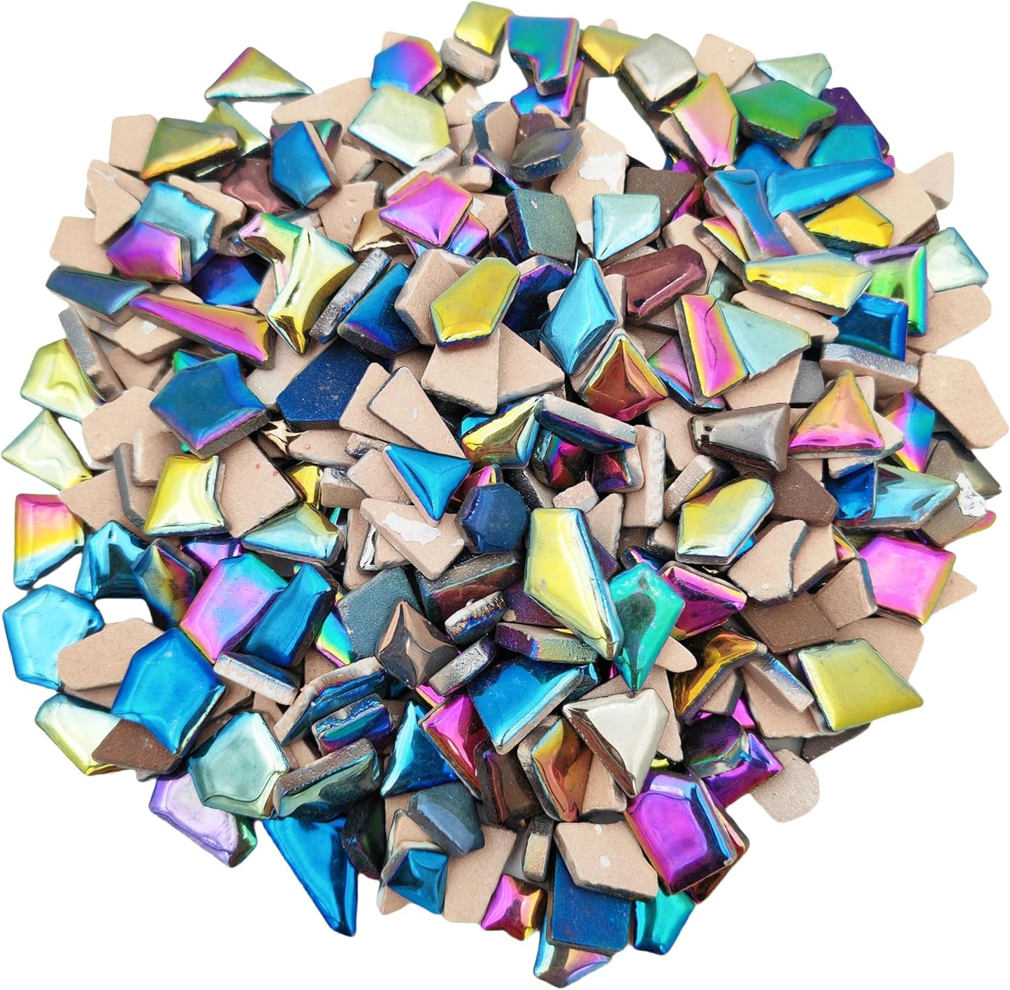 1.1LB Irregular Ceramics Mosaic Tiles, Mosaic Pieces Stones for DIY Mosaic Making Craft Hobby Arts Home Wall Decoration (Mix Rainbow)