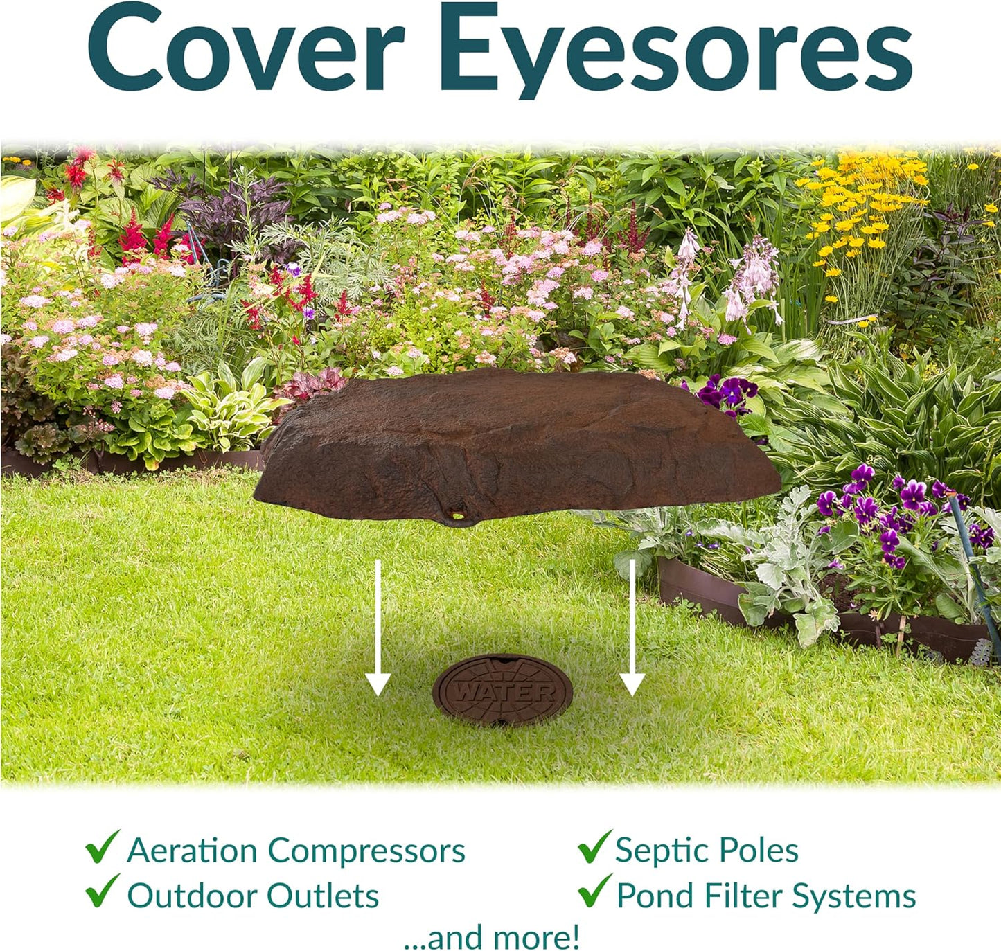 Sunnydaze 3.5” H Polyresin Faux Landscape Rock Cover - Lightweight Fake Rock Well Pump Cover for Outside - Brown - 2-Pack
