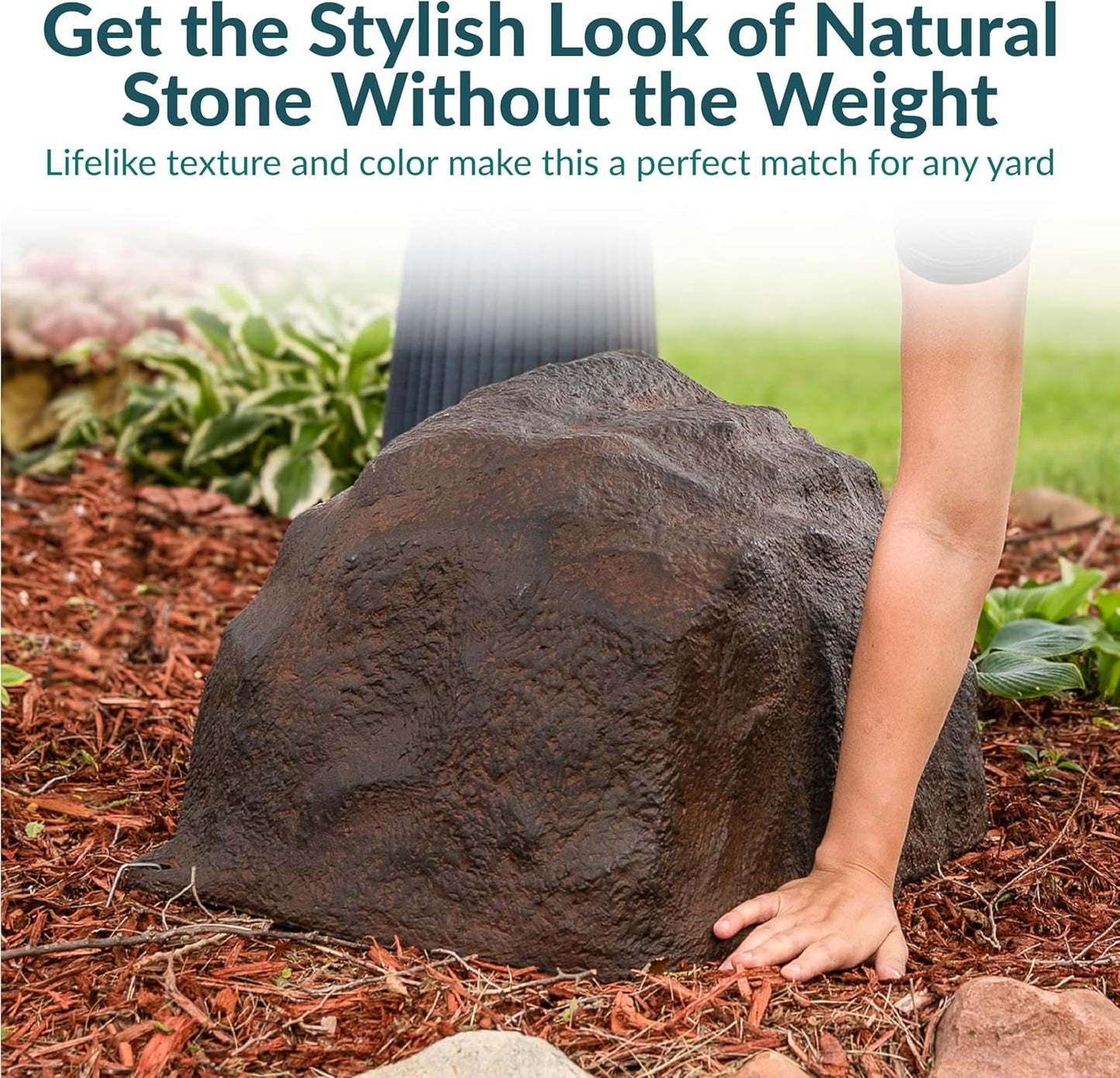 Sunnydaze 14” H Polyresin Faux Landscape Rock Cover - Lightweight Fake Rock Well Pump Cover for Outside - Brown - 2-Pack