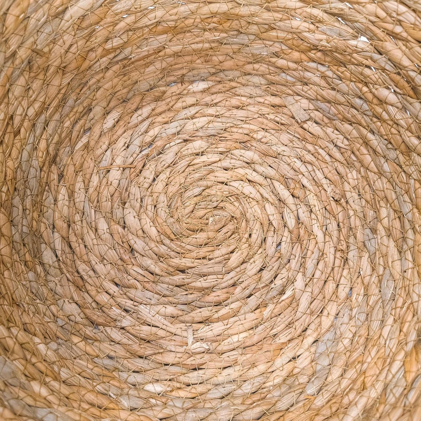 GIB Round Wicker Woven Seagrass Storage Baskets with Leather Handles Set of 3, Natural Decorative Braided Rope Wicker Baskets Bins for Shelves Blankets Organizing, 13", 12" & 11"