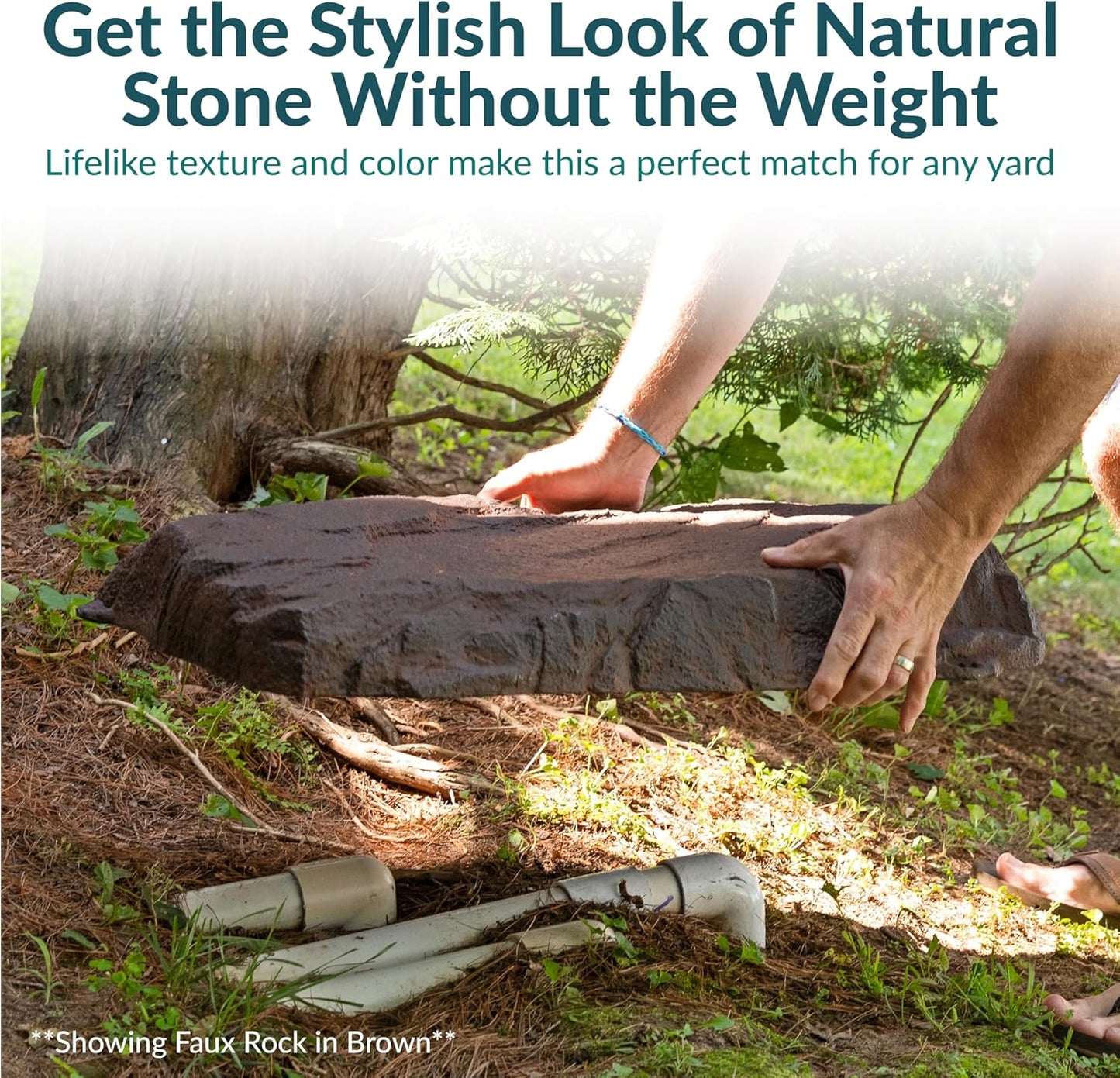 Sunnydaze 3.5” H Polyresin Faux Landscape Rock Cover - Lightweight Fake Rock Well Pump Cover for Outside - Sand - 2-Pack